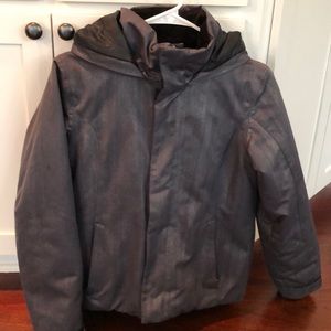 Obermeyer Girls charcoal hooded ski jacket